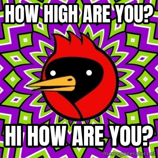 Omsk Crow meme: How high are you? / Hi how are you?
